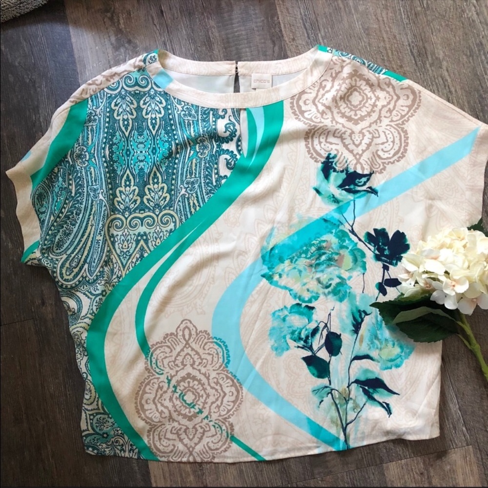 Chicos | Blue & Cream Floral Top